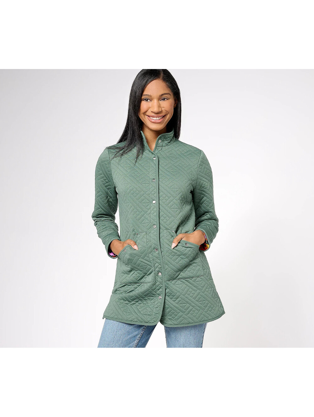 #2094 Sport Savvy Regular Quilted Knit Car Coat w/ Printed Lining SIZE S